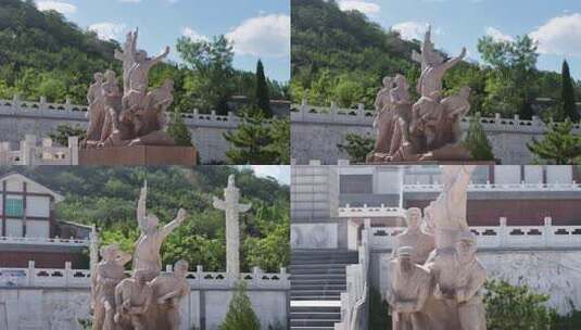 抗日主题人物雕塑高清在线视频素材下载