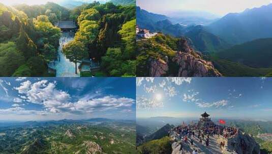 【4k】泰山清晨云海壮丽山河自然风光高清在线视频素材下载