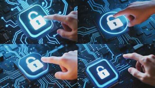 手指点击芯片上锁图标素材高清在线视频素材下载