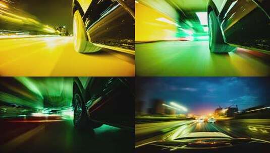 夜晚汽车行驶特写高清在线视频素材下载