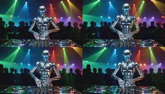 机器人在派对现场担任DJ高清在线视频素材下载