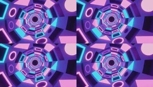 几何建筑空间抽象艺术浪漫梦幻霓虹隧道4K高清在线视频素材下载