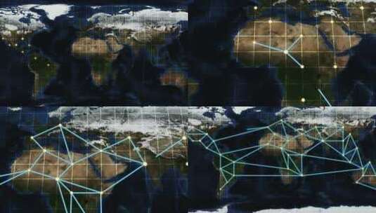 世界地图连接发光线高清在线视频素材下载