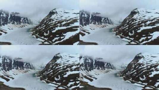 4K航拍雪山山顶山峰登山山脉湖泊冰湖高清在线视频素材下载