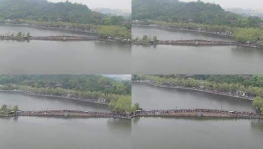 航拍杭州西湖断桥高清在线视频素材下载