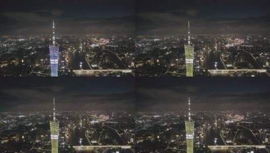 广州市广州塔夜景航拍视频高清在线视频素材下载