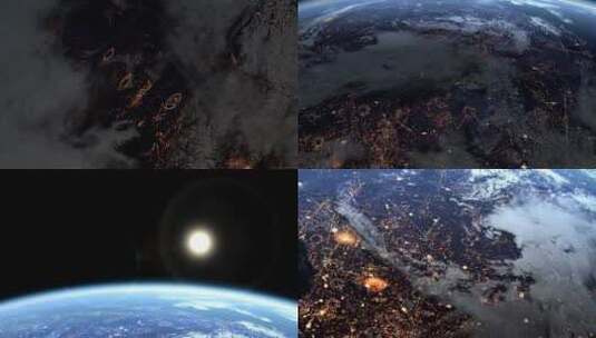 从太空看夜晚的地球高清在线视频素材下载