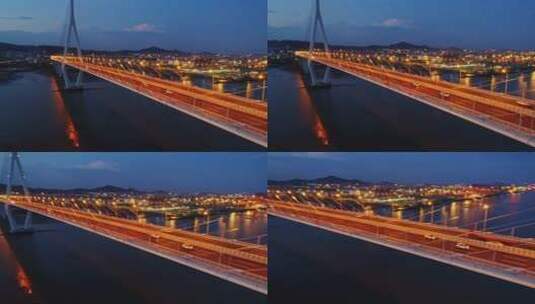 厦门漳州跨海大桥厦漳大桥夜景航拍高清在线视频素材下载