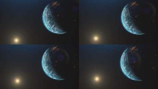 宇宙空间里的地球和太阳高清在线视频素材下载