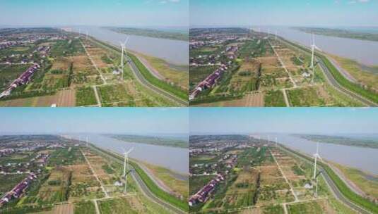 风力发电长江自然江边高清在线视频素材下载