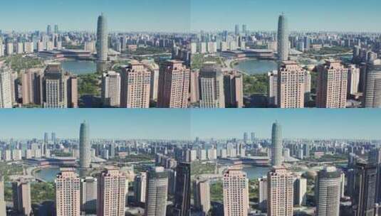 郑州CBD航拍高清在线视频素材下载