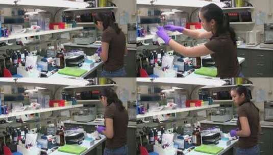 工作者在实验室准备癌症疫苗高清在线视频素材下载