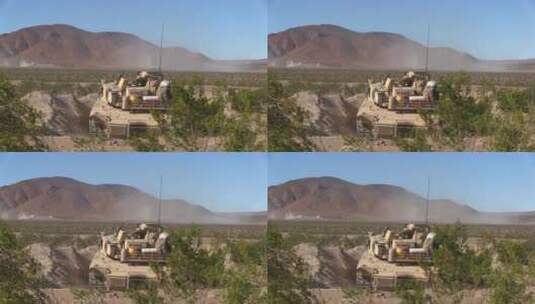 美国陆军坦克在沙漠中开火高清在线视频素材下载