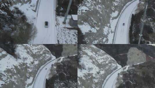 雪地行进的车高清在线视频素材下载