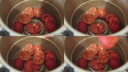 做菜切西红柿块高清在线视频素材下载