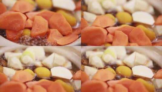 萝卜茭白炖肉烧肉高清在线视频素材下载