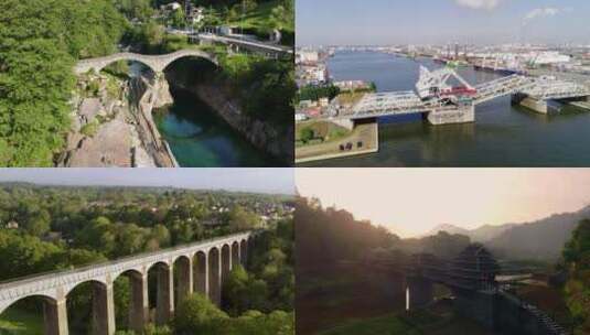 城市与各种桥梁景色交替高清在线视频素材下载