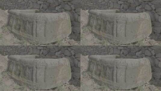 古代石头建造寺庙遗址周边散落的建筑构件高清在线视频素材下载