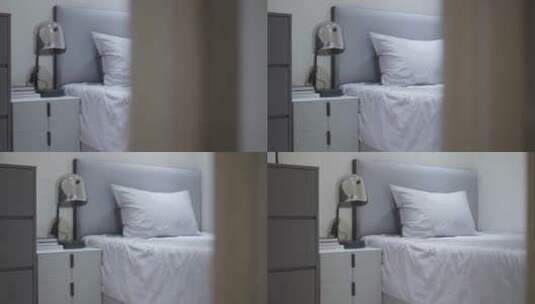 中式合院卧室内高贵舒适的床高清在线视频素材下载