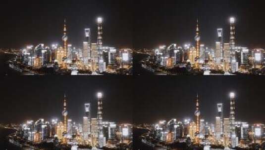 上海天际线夜景延时航拍高清在线视频素材下载
