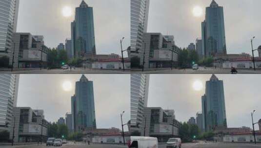 上海封城中的烈日下大厦建筑高清在线视频素材下载