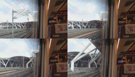 高铁进入广州南站高清在线视频素材下载