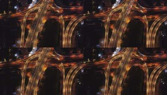 夜晚，车流，高架桥高清在线视频素材下载