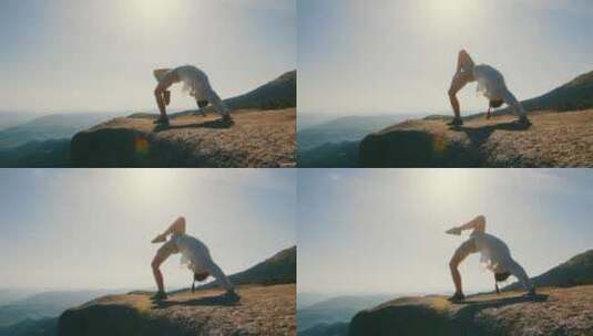 山顶的瑜伽健身高清在线视频素材下载