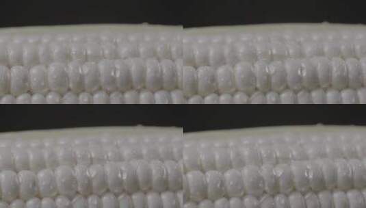 白玉米玉米粒水珠特写展示LOG高清在线视频素材下载