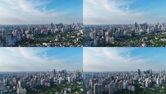 上海浦西天际线航拍空镜高清在线视频素材下载
