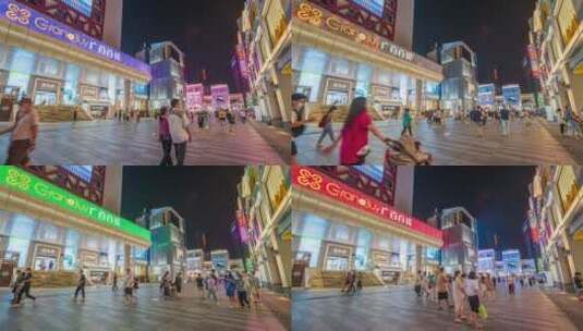 广州北京路步行街夜景延时-1高清在线视频素材下载