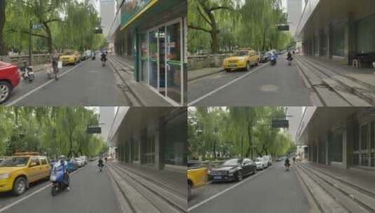 穿越杭州萧山老城区的街道高清在线视频素材下载