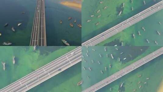 航拍威海双岛湾公路跨海大桥高清在线视频素材下载