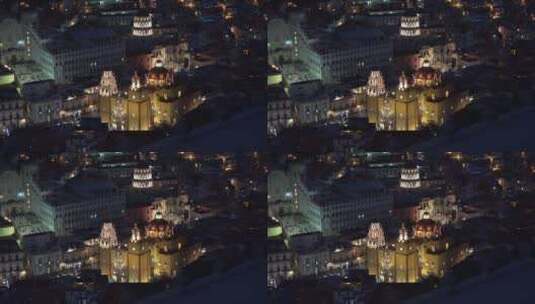 航拍的城市夜晚景观高清在线视频素材下载