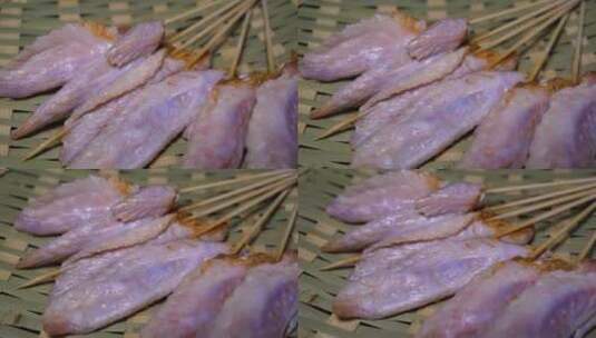 鸡翅尖串小串肉串钵钵鸡炸串烤串美食高清在线视频素材下载