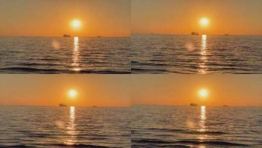 夕阳倒映在海平面上高清在线视频素材下载