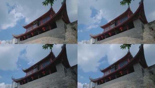 广西柳州东门城楼城墙延时高清在线视频素材下载