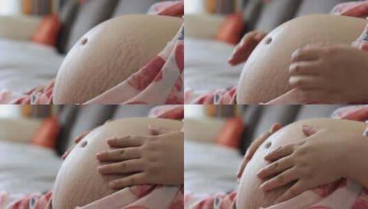 怀孕孕妇摸肚子高清在线视频素材下载