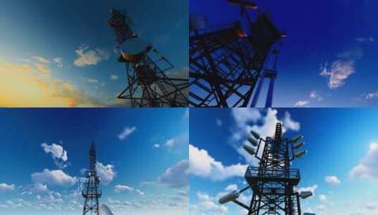 4k 移动5g通信基站信号塔延时航拍高清在线视频素材下载