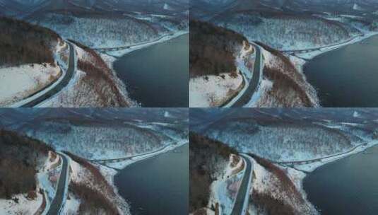 日本北海道知床半岛海岸线公路风光高清在线视频素材下载