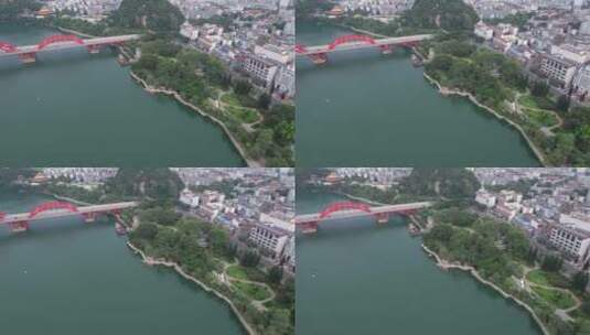 航拍广西柳州城市建筑风光高清在线视频素材下载