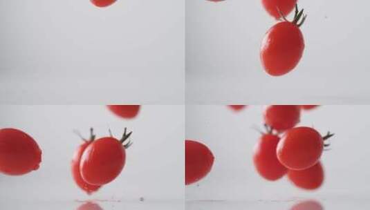小番茄慢动作掉落高清在线视频素材下载