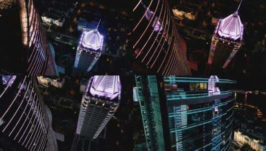 青岛CBD建筑夜景航拍高清在线视频素材下载