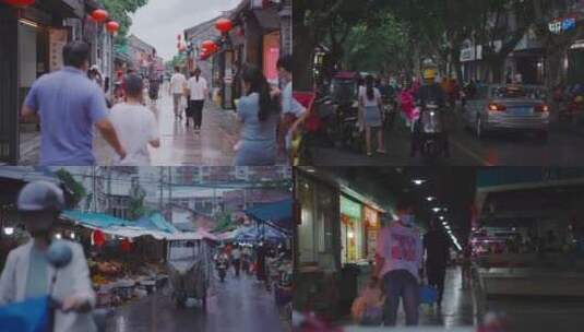 扬州东关街街景人流合集高清在线视频素材下载