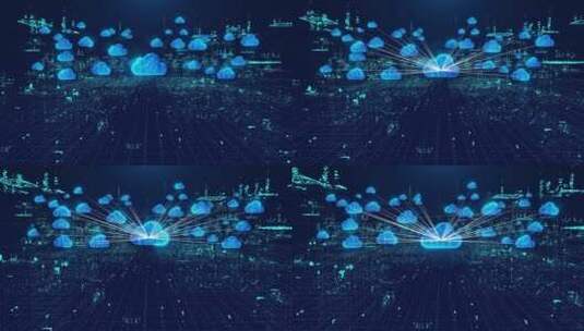 云计算和全息智慧城市科技概念高清在线视频素材下载