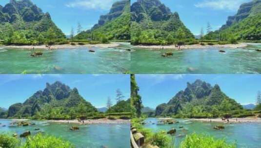 风景山水天空蓝天白云青山绿水河流高清在线视频素材下载