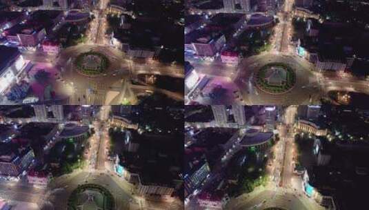 哈尔滨城市道路夜景航拍高清在线视频素材下载