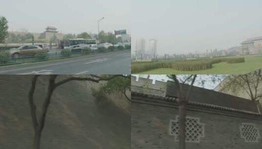 西安车拍绕永宁门古城墙1高清在线视频素材下载
