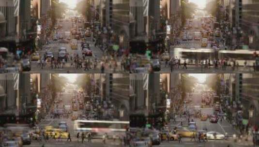 城市大都会街道上通勤的场景高清在线视频素材下载