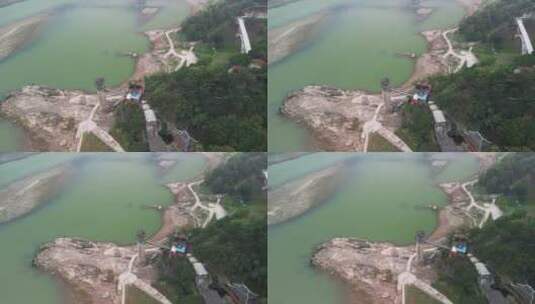 4K航拍重庆北碚嘉陵江岸人文景观高清在线视频素材下载